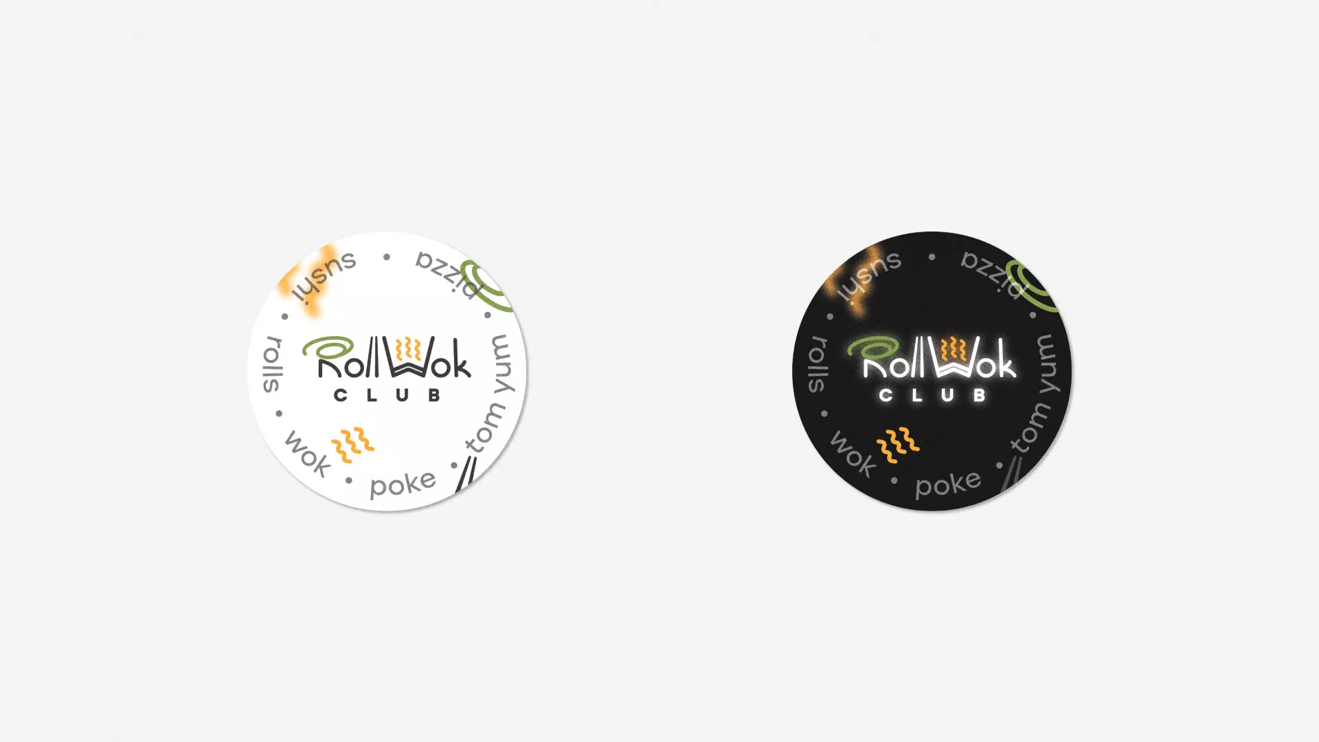 Разработка наклеек для суши-бара «Roll Wok Club» в Шахтах